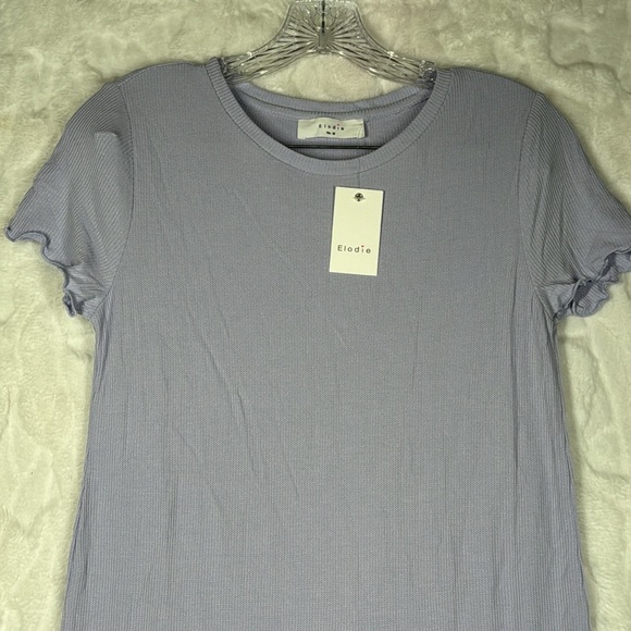 Elodie Waffle Knit Lettuce Hem Short Sleeve Dress - Picture 2 of 7